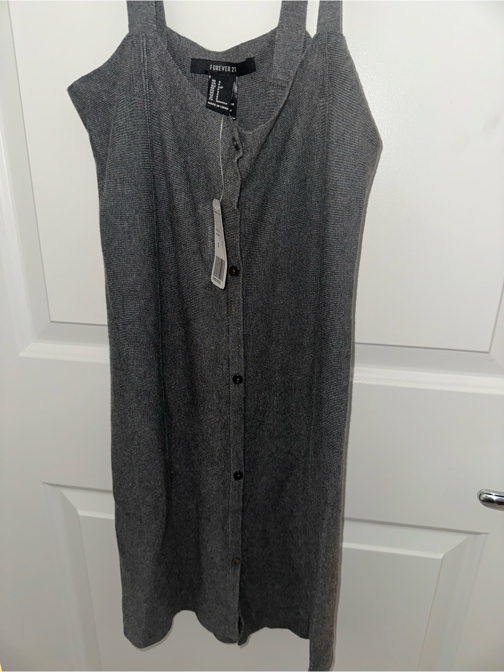 Forever 21 Charcoal Gray Button-Front Knit Dress